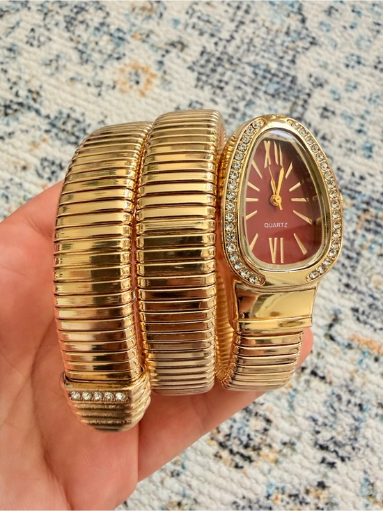 Serpenti Snake Coil Bracelet Watch with Red Dial Luxury Watch